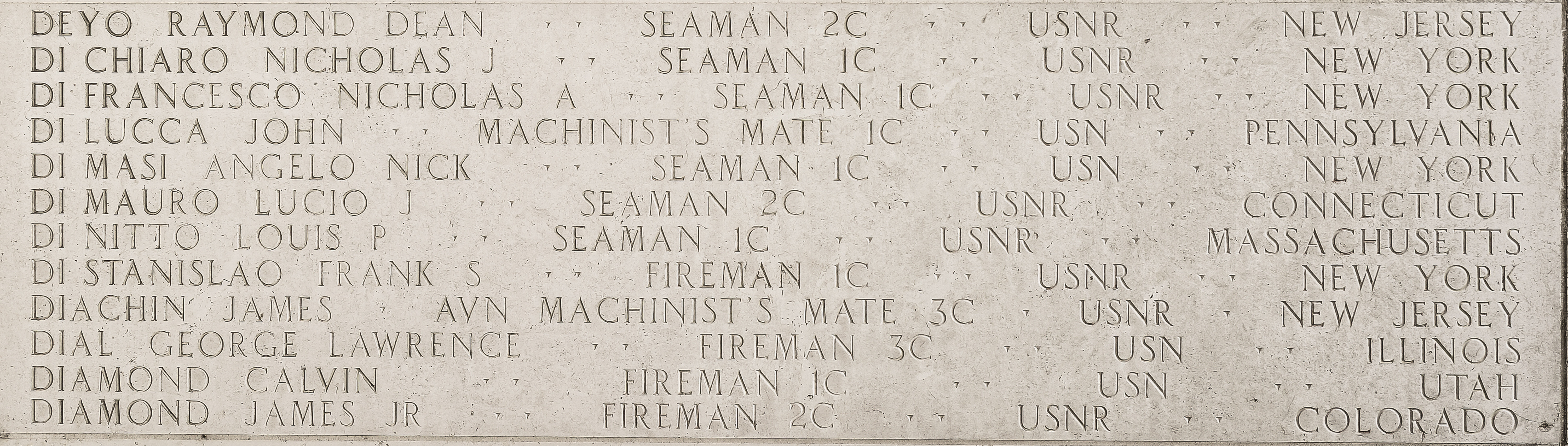 Frank S. Di Stanislao, Fireman First Class